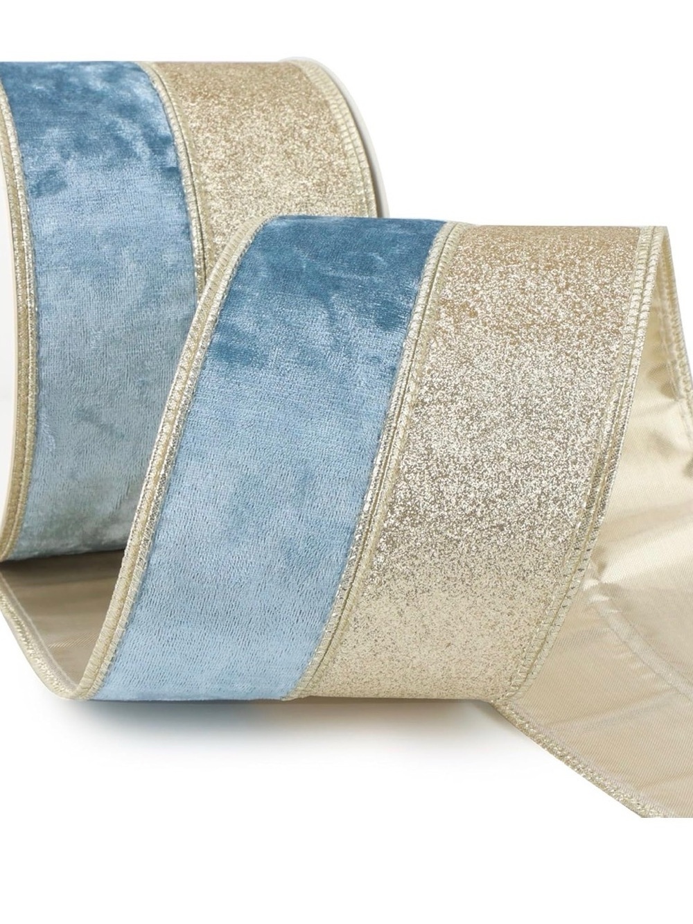Blue and Gold Velvet Holiday Ribbon 🎀 NWT 🤎🩵🎄🤎🩵